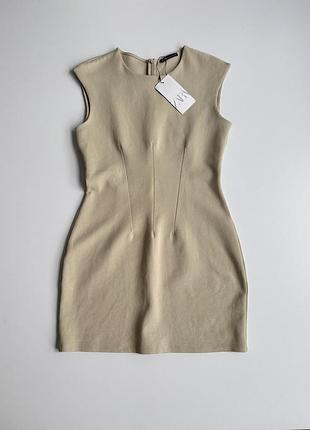 Плаття бавовна пісочного кольору zara корсет