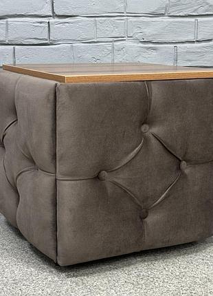 Пуф-трансформер 5в1 остин-1 со столиком велюр серо-коричневый/орех калифорнийский 5-4-9005