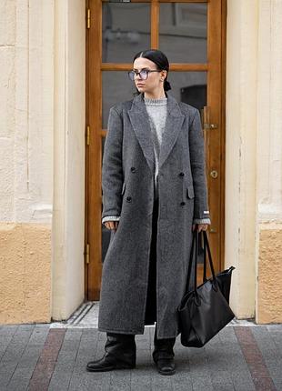 Женское шерстяное пальто oxford серое вт68057