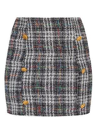 Твідова спідниця prettylittlething з ґудзиками розмір uk8(s)