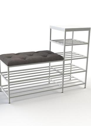 Банкетка для обуви барселона-1 100см велюр серый/белая аляска 7-3-9003