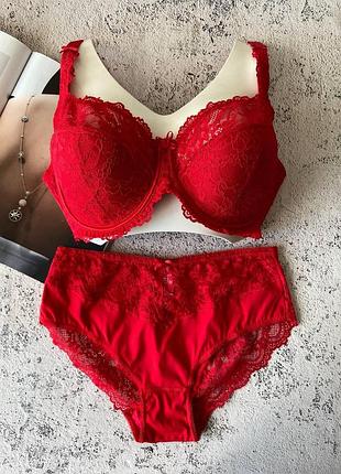 Красное женское нижнее белье на чашку d комплект 100d
