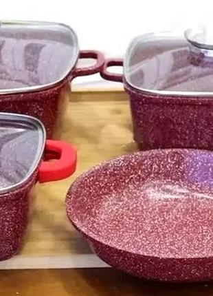 Набір посуду bellmax cookware set bm-132 red