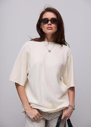 Вязаная кофта oversize с коротким рукавом