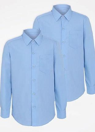 George.мультипак голубых рубашек slim fit с длинным рукавом.вик 9-10 лет