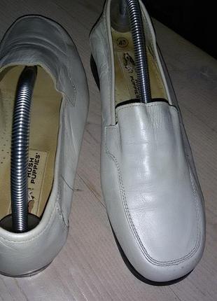 Hush puppies (usa) - кожаные белые лоферы (мокасины) р.41,5