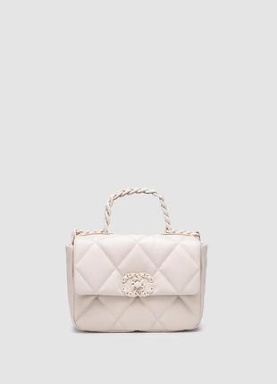 💎 chanel 19 handbag beige 21 х 14 х 7 см