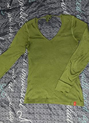 Жіночий лонгслів / кофта edc by esprit, розмір xs-s, оливковий / хакі