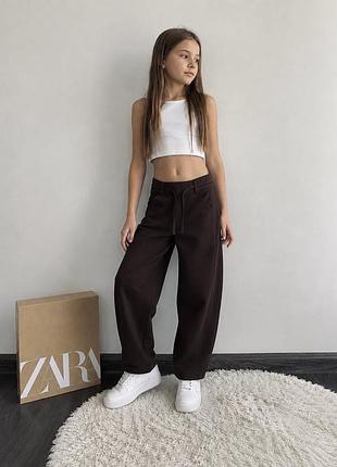 Штани в школу брюки коричневі zara