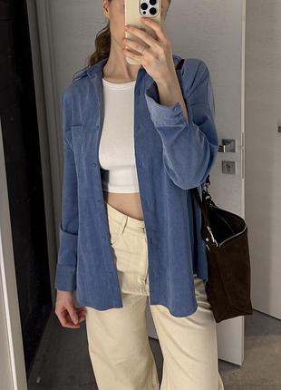 Вельветова сорочка голуба zara