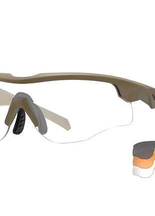 Очки баллистические wiley x rogue comm. 3 лінзи (grey/clear/rust) tan