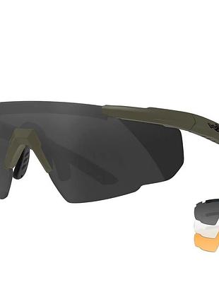 Очки баллистические wiley x saber advanced. 3 лінзи (grey/clear/rust) od green