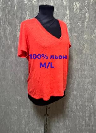 Футболка жіноча лляна h&m червона 100% льон,легка,літня ,м.
