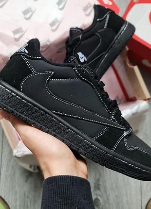 Стильні кросівки jordan 1 low ts og travis scott black phanton