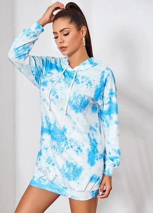 Shein. англия в наличии. платье худи в принте тай дай.
