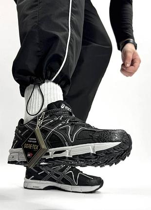 Чорні чоловічі кросівки asics gel kahana 8 black white gore-tex termo winter х асікс 40