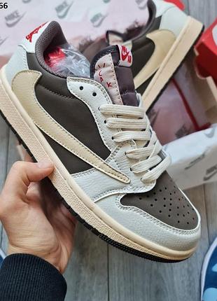 Стильные кроссовки jordan 1 retro low og sp'travis scott mocha