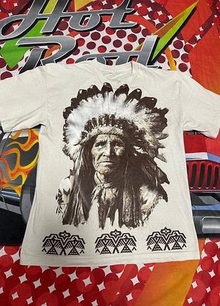 Винтажная футболка с двусторонним принтом"chief joseph indiana"