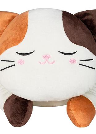 М'яка іграшка dgt-plush ледачий кіт з коричневими вухами kso1k — плюшева іграшка кіт, милий подарунок дитині, антистрес