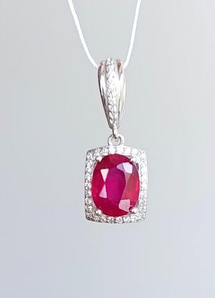 Серебряная подвеска с рубином и цирконом p379/б-ру