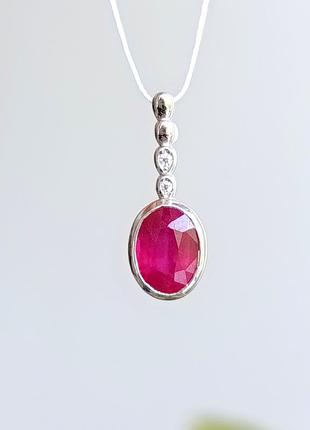 Серебряная подвеска с рубином и цирконом p600/м-ру