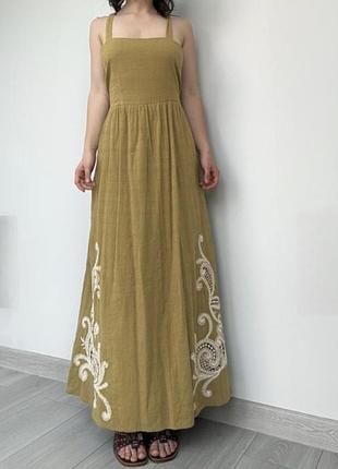 Котоновое с вышивкой платье 👗 сарафан большого размера