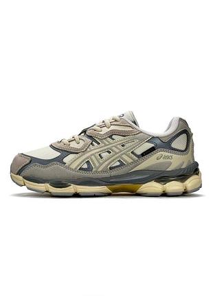 Теплые кроссовки женские asics gel-nyc, бежевые термо кроссовки водоотталкивающие, осень-зима
