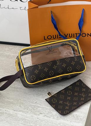 Женская косметичка louis vuitton 2в1 коричневый+желтый