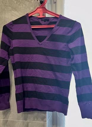 Джемпер tommy hilfiger з v-вирізом в смужку жіночий l