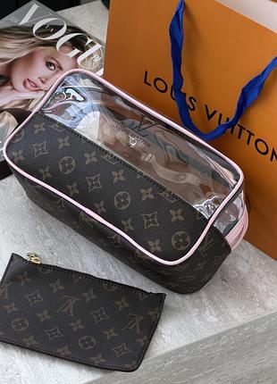 Женская косметичка louis vuitton 2в1 коричневый+розовый