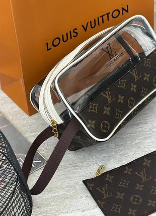 Женская косметичка louis vuitton 2в1 коричневый+белый