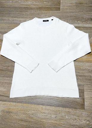 Мужской облегающий белый свитер jack & jones , размер m-l , 100% хлопок .