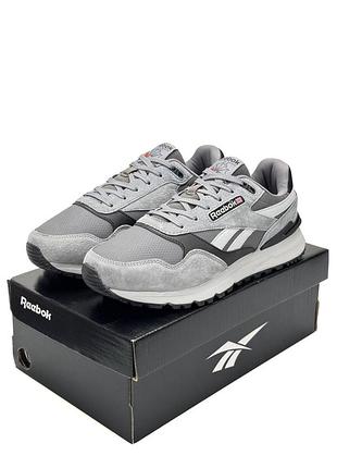 Кроссовки мужские reebok classic leather, серые кроссовки ельчишек кожа замша, демисезонные