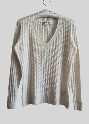 Классический кремовый свитер с v-образным вырезом в косичке casual w.e.a.r р.l