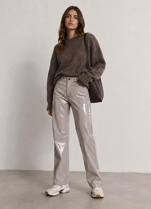 Штани лаковані зі штучної шкіри жіночі jjxx бежеві однотонні xs m l xl (12345831-4)