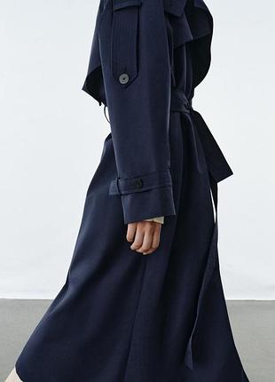Невероятный плащ тренч zara темно синего цвета
