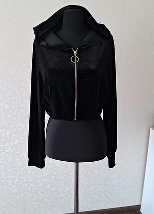 Коротка велюрова кофта р.44 ( s/ m)