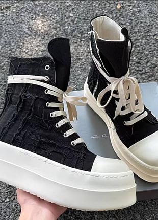 Rick owens distressed double bumper ramones high sneakers
