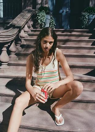 Zara актуальный топ/майка из вязаного трикотажа в полоску