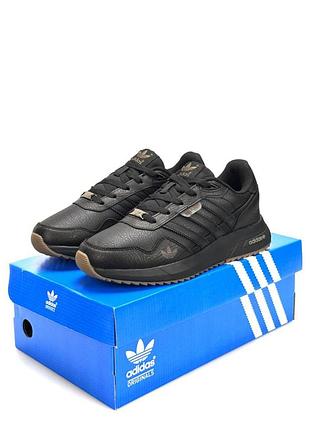 Кроссовки мужские adidas retropy, черные кожаные кроссовки адидас, демисезонные
