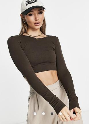 Лонгслив кроп в рубчик pull & bear 2
