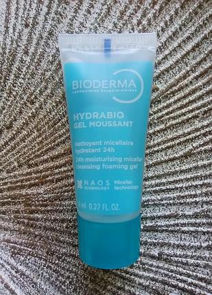 🩵новинка зволожуючий міцелярний гель для вмивання обличчя bioderma hydrabio 24hr hydrating micellar foaming cleansing gel пробник