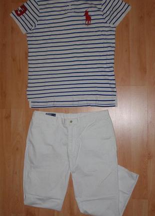 Костюм/комплект polo ralph lauren cotton білі штани/чиноси + смужка поло original xl-xxl (2xl) barbour ea7