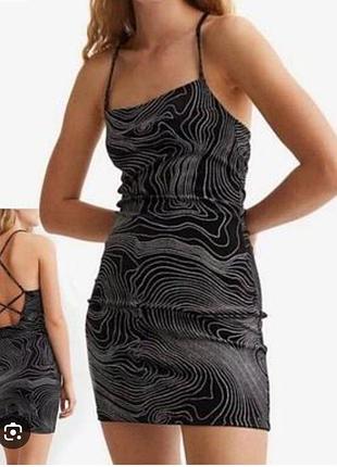 Стильна мінісукня h&m divided з срібним топографічним принтом (м/l)