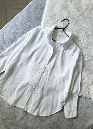 Белая хлопковая рубашка h&amp;m