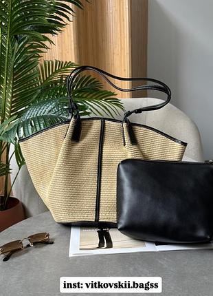 Сумка palmaire bag raffia/black🖤