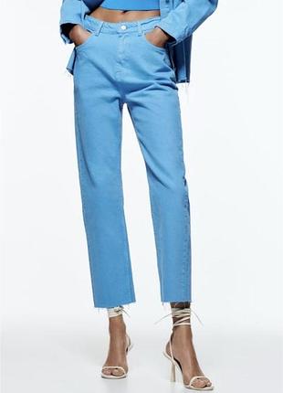 Бірюзові джинси zara mom fit
