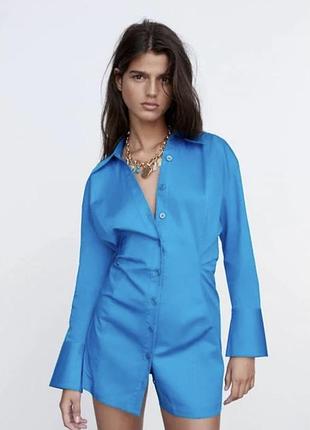 Бірюзова сукня сорочка zara синя