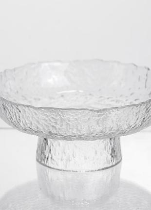 Фруктовница на ножке ice textured 15 см с ледяной текстурой стекла yiwu hp-34-88