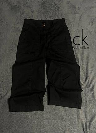 Черные брюки calvin klein с широкими штанинами и высокой талией l